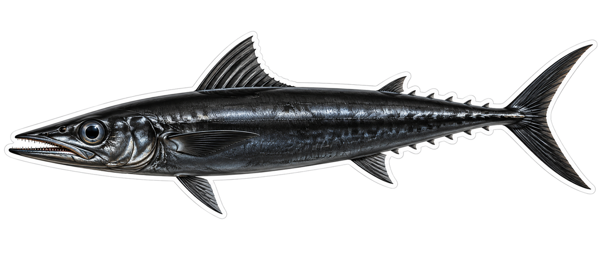 Long Black Fish with Needle Teeth Art Vinyl Decal Stickers