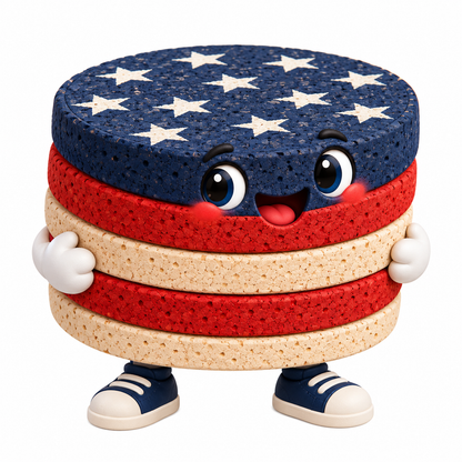 Patriotic Stack of Round Cork Coasters Art Vinyl Decal Stickers