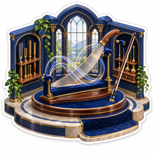 Musical Saw Display With Blue Waves Art Vinyl Decal Stickers