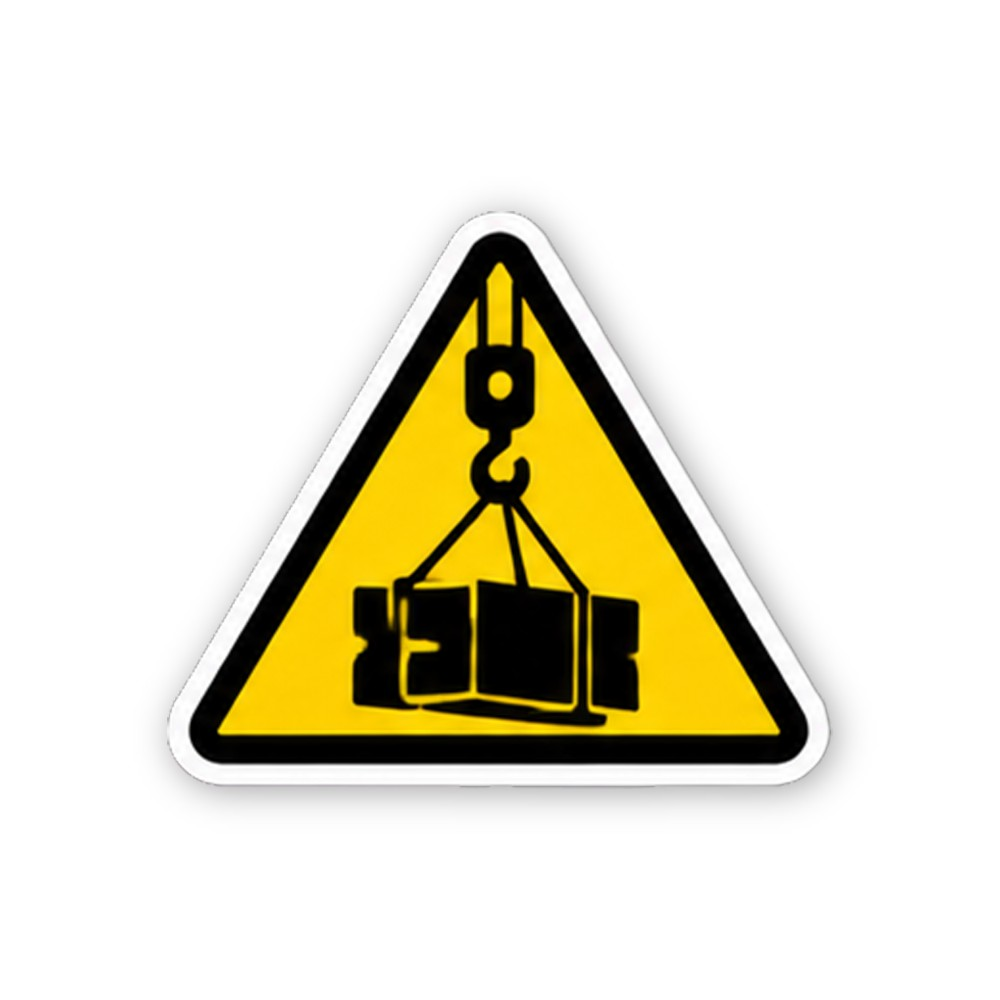 Yellow Suspended Crate Hook Triangle Vinyl Decal Stickers