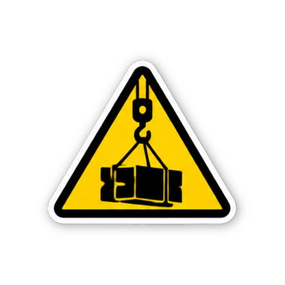 Yellow Suspended Crate Hook Triangle Vinyl Decal Stickers