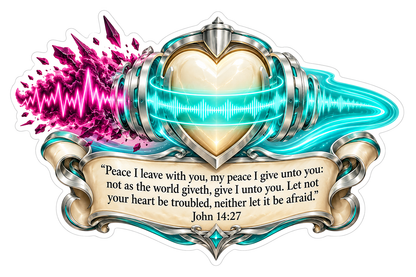 Golden Heart Teal Wave Scripture Quote Art Vinyl Decal Stickers