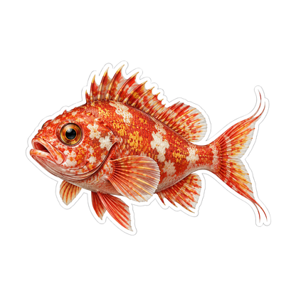 Orange Cream Mottled Fish with Long Tail Rays Vinyl Decal Stickers