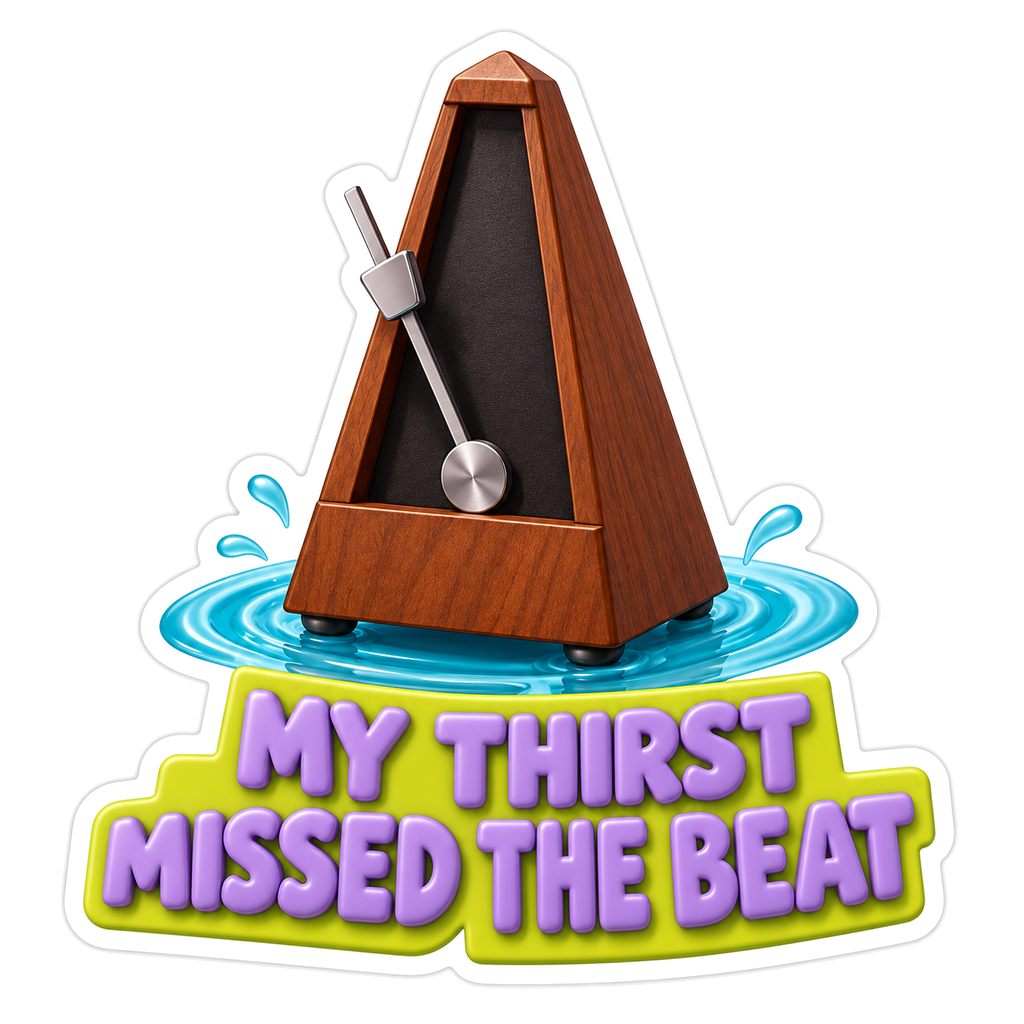 Wood Metronome with Missed the Beat Quote Vinyl Decal Stickers