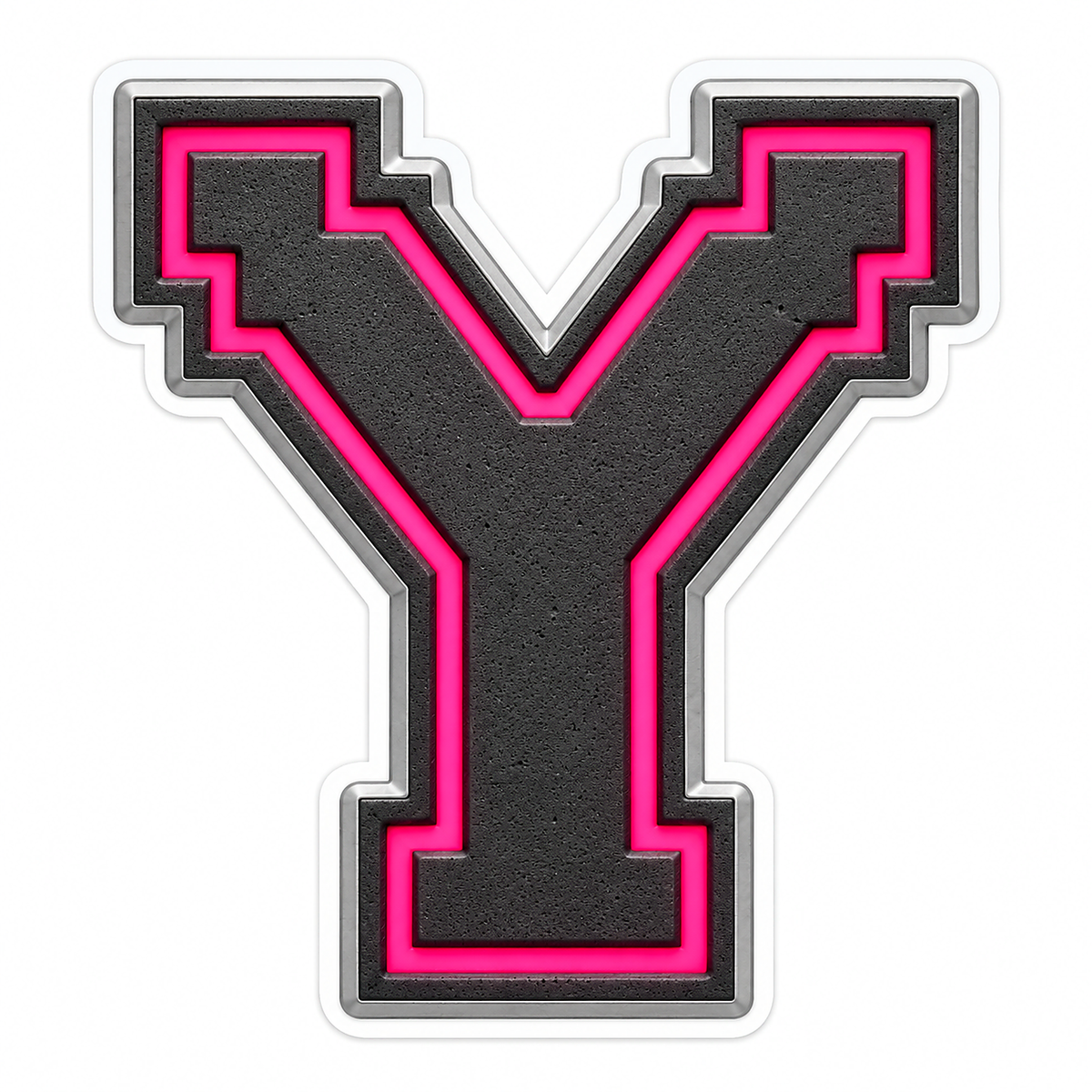 Charcoal Pixel Letter Y with Pink Line Art Vinyl Decal Stickers