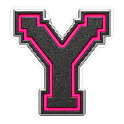 Charcoal Pixel Letter Y with Pink Line Art Vinyl Decal Stickers