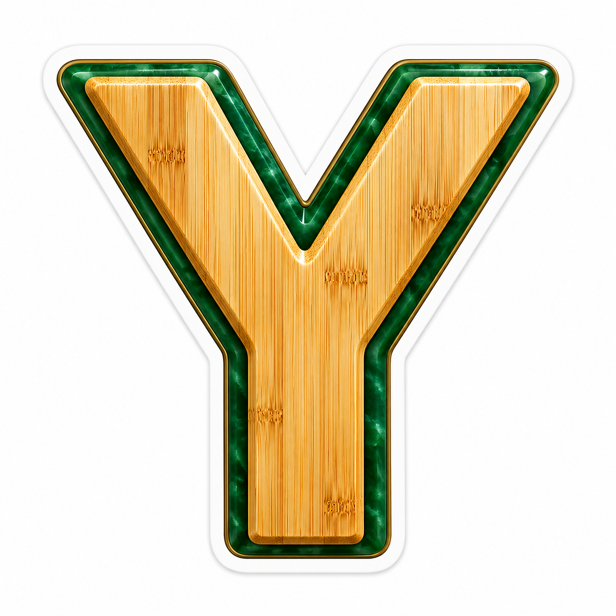 Bamboo Grain Jade Border Letter Y Vinyl Decal Stickers