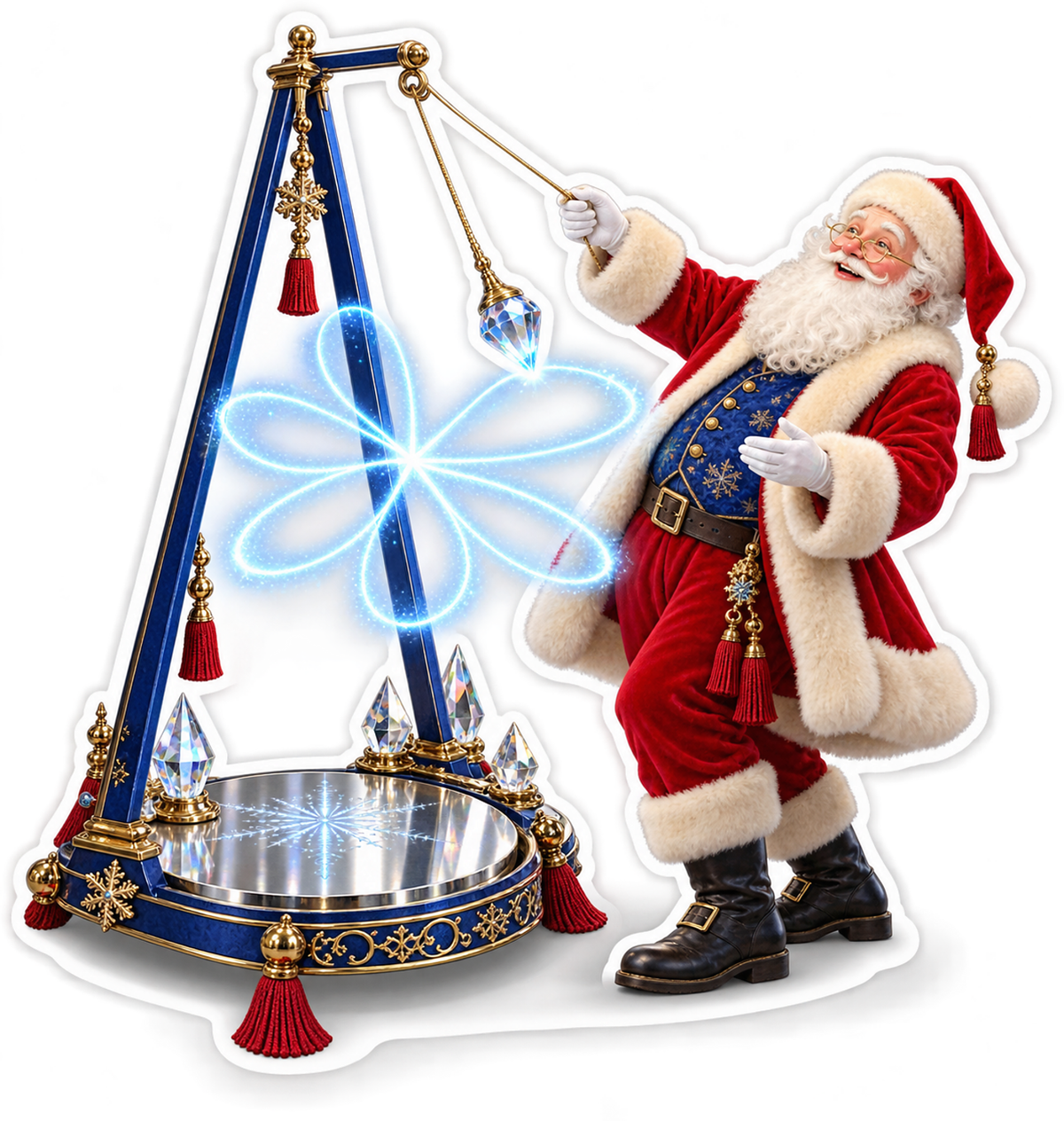 Santa with Blue Glowing Light Pendulum Vinyl Decal Stickers