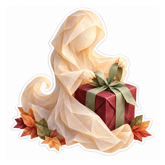 Folded Paper Ghost Red Gift Vinyl Decal Stickers