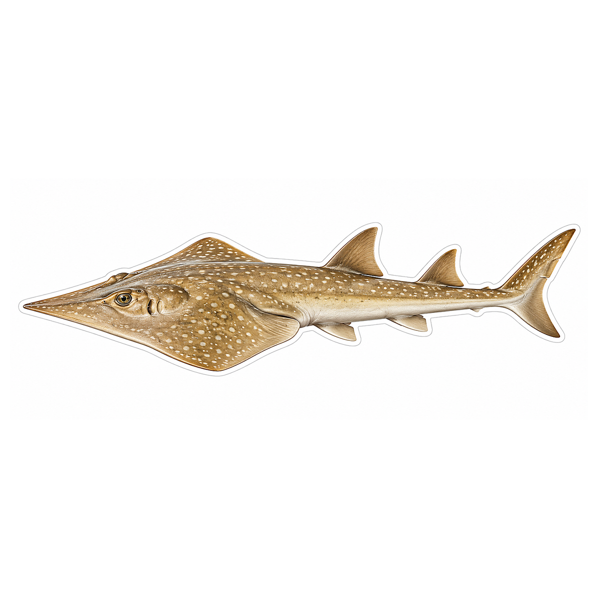 Tan Spotted Guitarfish with Flat Head Art Vinyl Decal Stickers