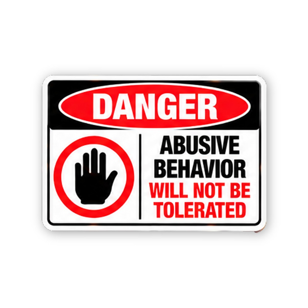 Red Abusive Behavior Hand Warning Panel Vinyl Decal Stickers