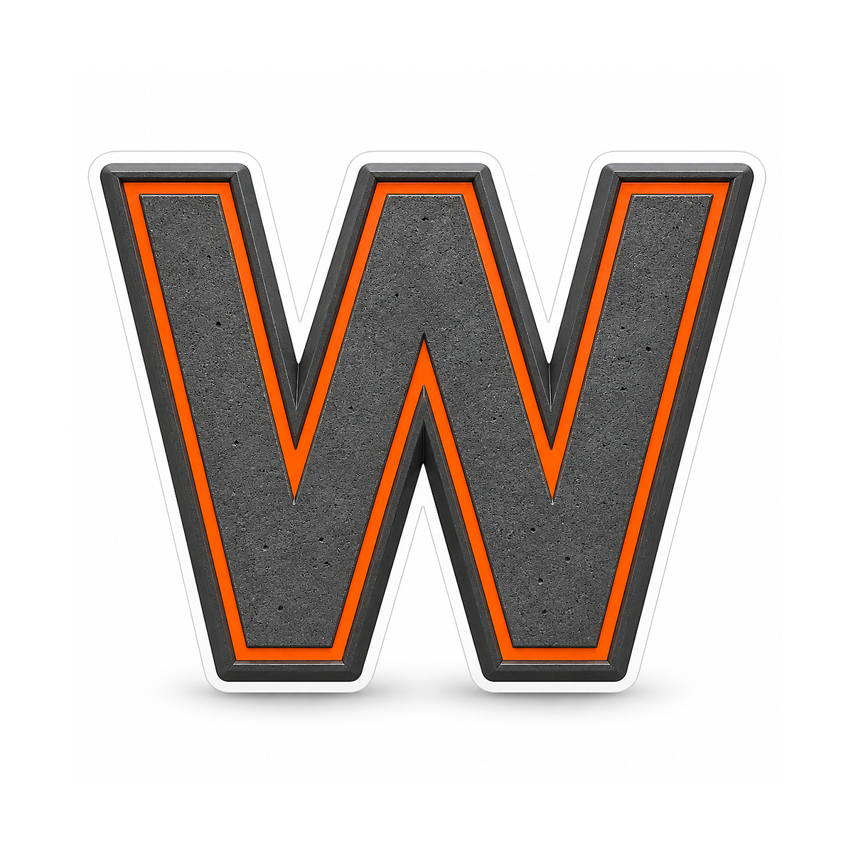 Graphite Letter W with Orange Outline Art Vinyl Decal Stickers