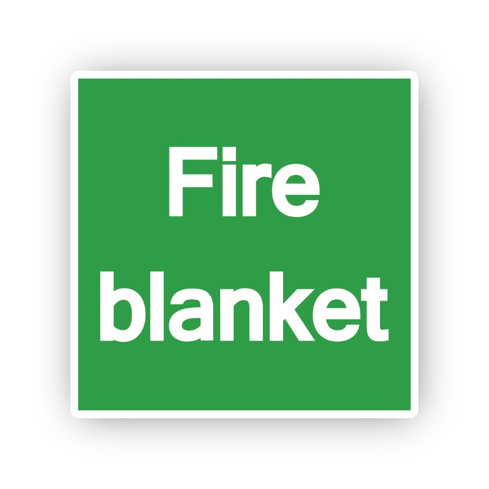 Green Fire Blanket White Text Square Vinyl Decal Stickers