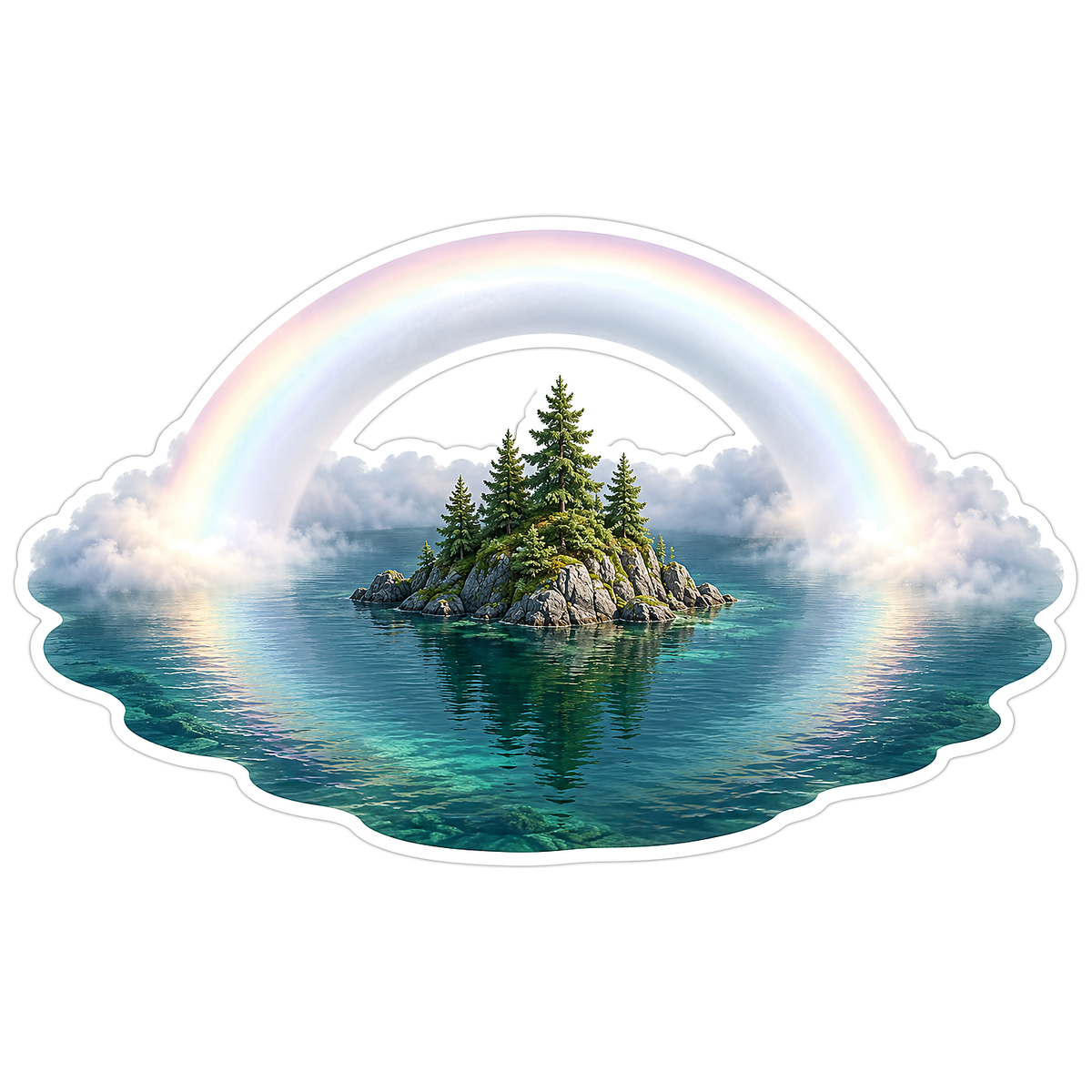 Pastel Rainbow Pine Island Lake Art Vinyl Decal Stickers
