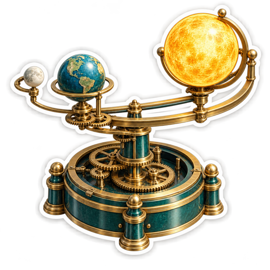 Sun Earth Moon Model with Teal Gear Base Vinyl Decal Stickers