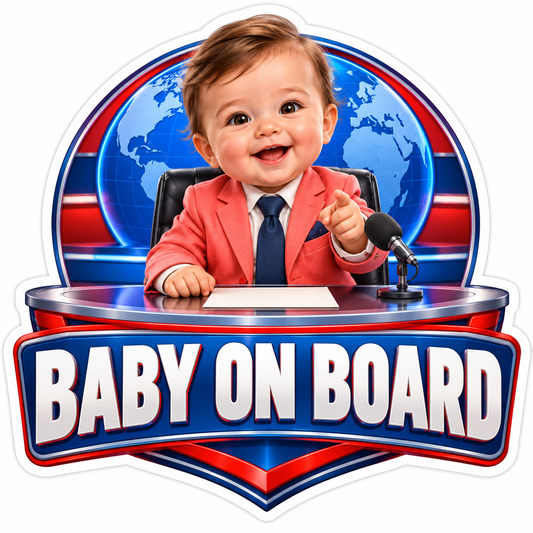 News Anchor Baby on Board Red Blue Art Vinyl Decal Stickers