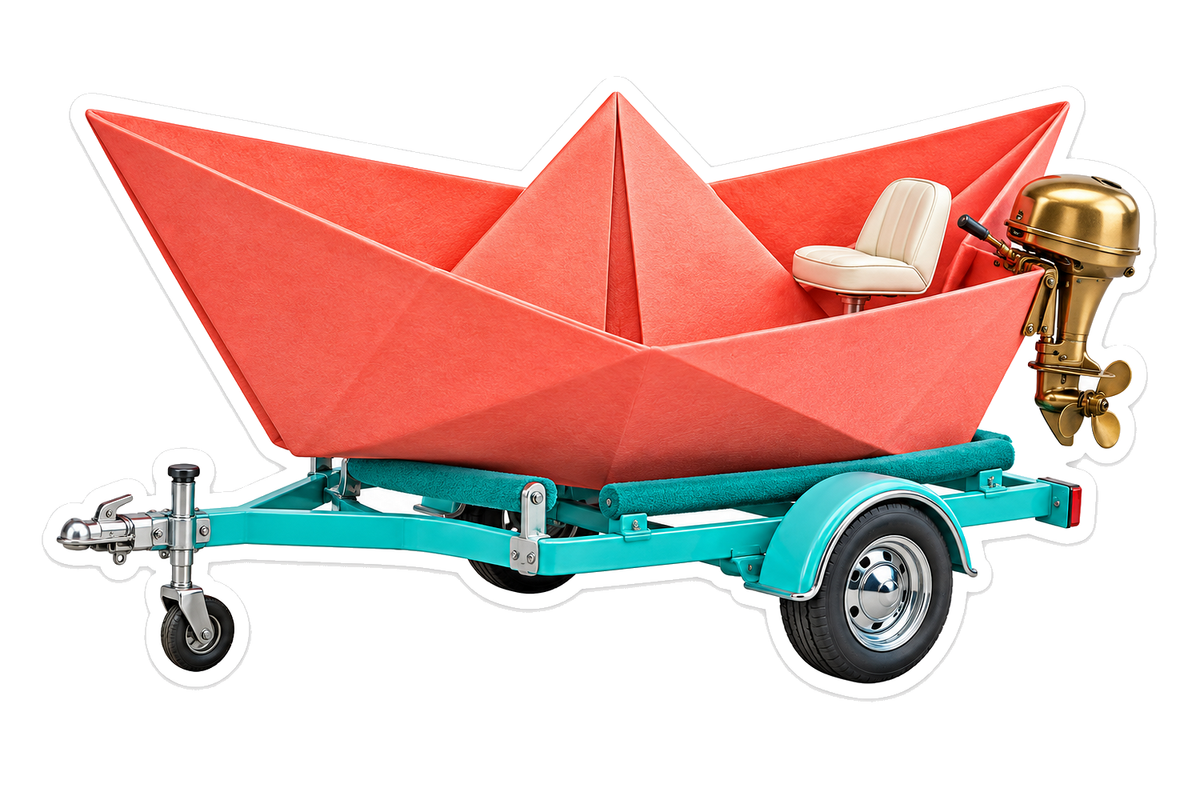 Coral Origami Boat Teal Trailer Art Vinyl Decal Stickers