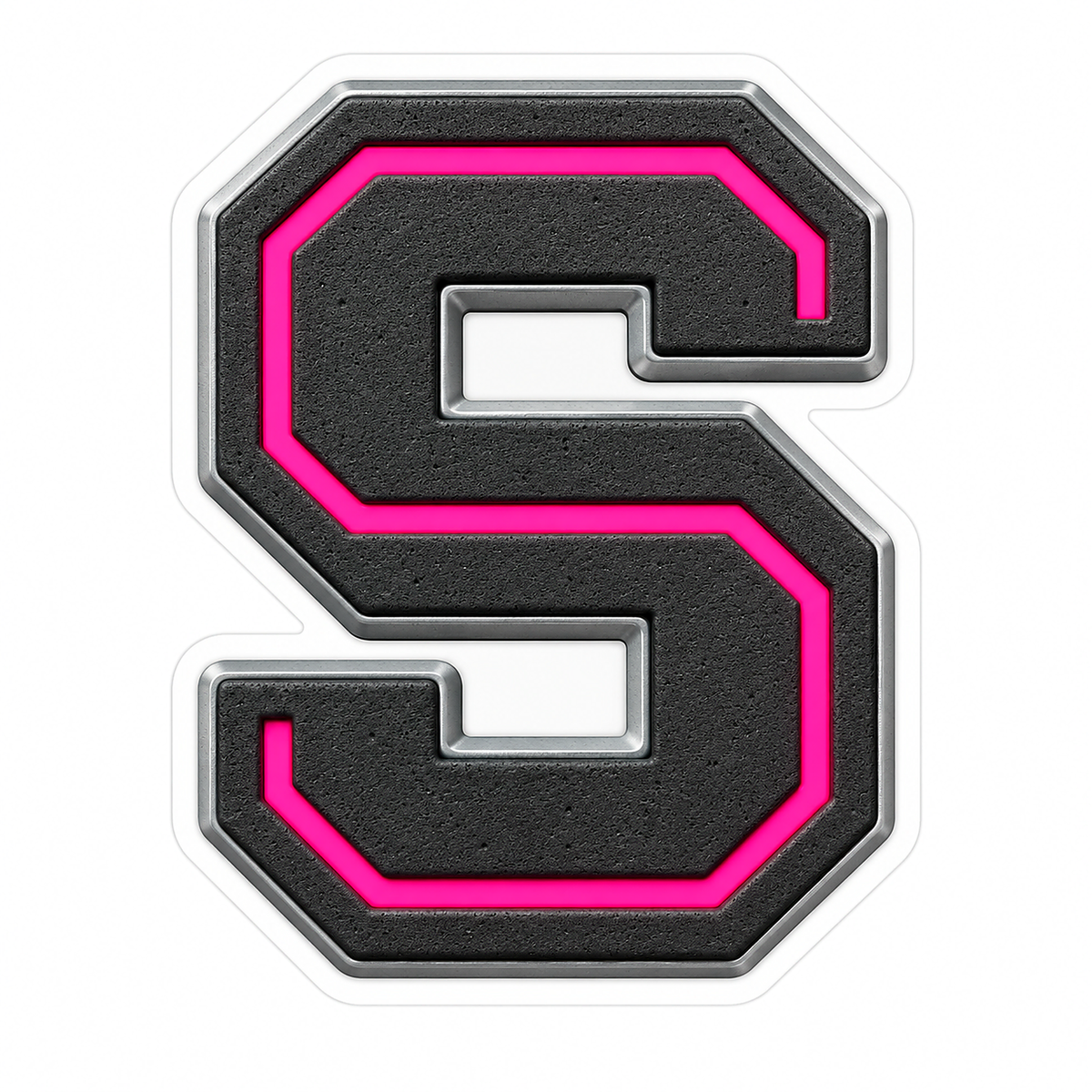 Charcoal Pixel Letter S with Pink Line Art Vinyl Decal Stickers