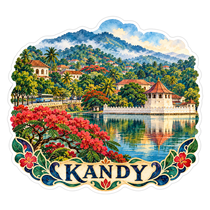 Kandy Lake Pavilion Mountain Art Vinyl Decal Stickers