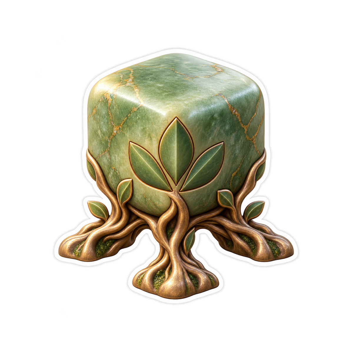 Sage Green Cube Golden Roots Art Vinyl Decal Stickers