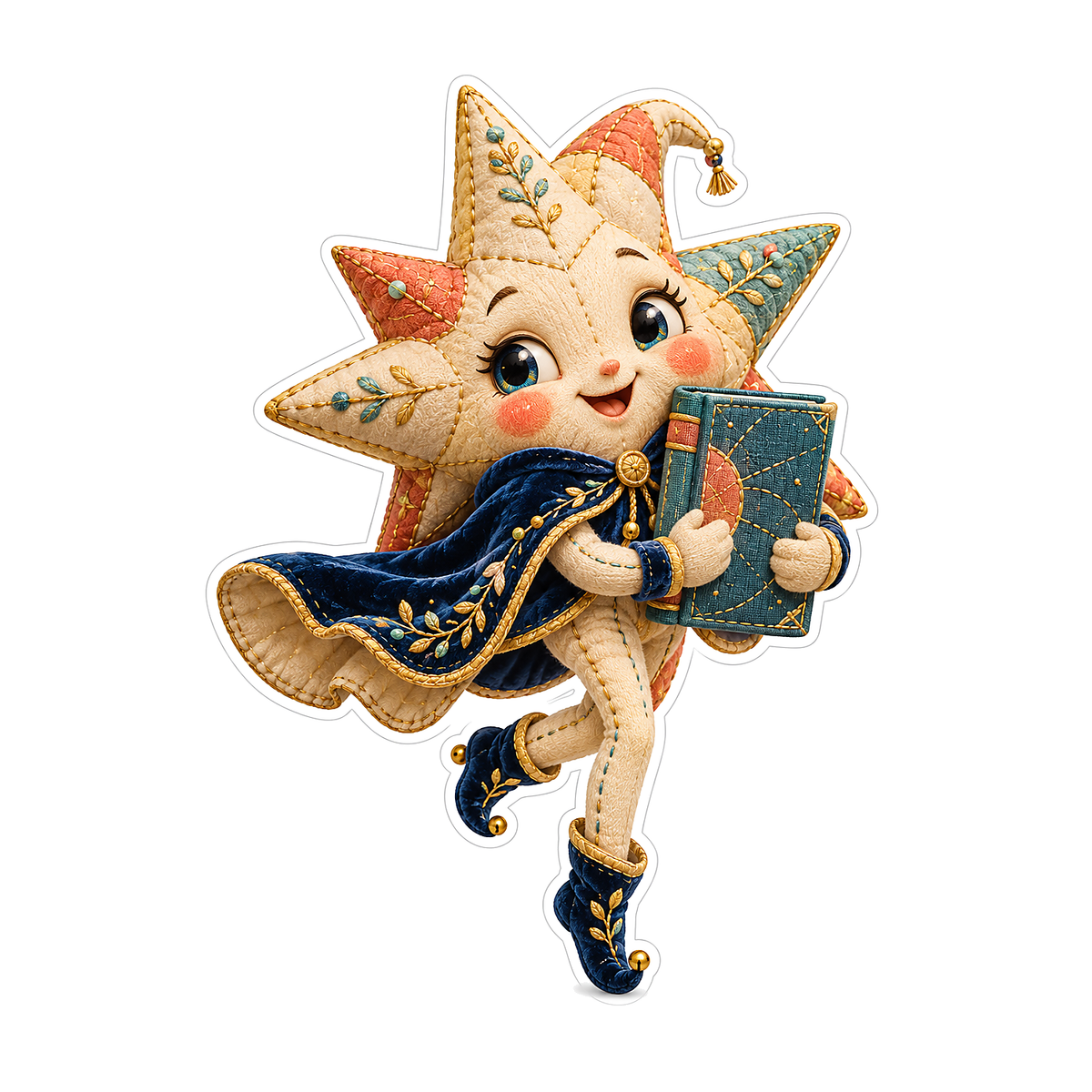 Smiling Holiday Star Character Holding Book Vinyl Decal Stickers