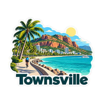 Townsville Seafront below Red Hill Art Vinyl Decal Stickers