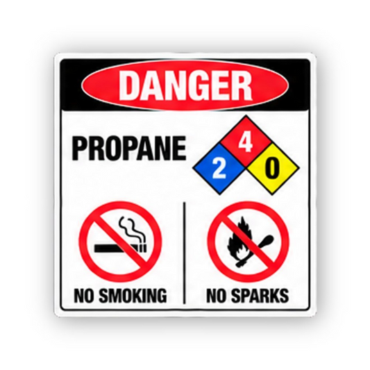 Black Propane Diamond Two Crossed Icons Portrait Vinyl Decal Stickers