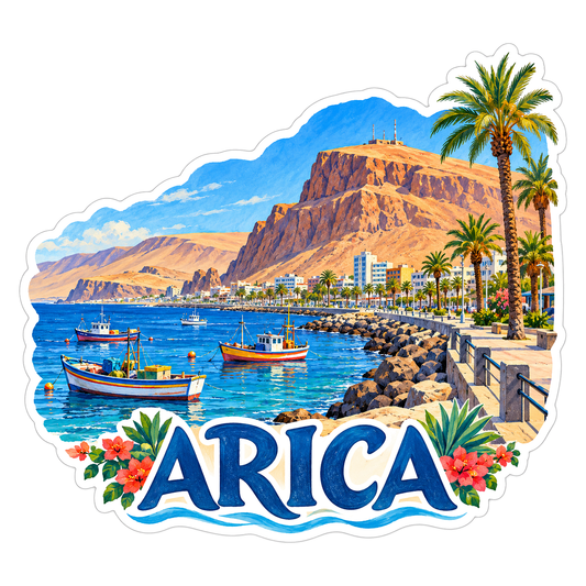 Arica Desert Coast Fishing Boats Art Vinyl Decal Stickers