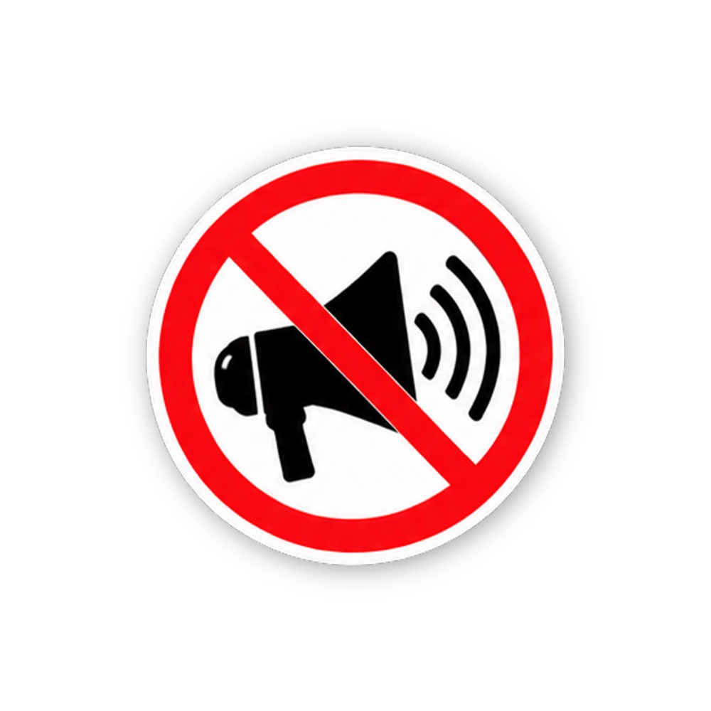 Red Crossed Megaphone Sound Waves Circle Vinyl Decal Stickers