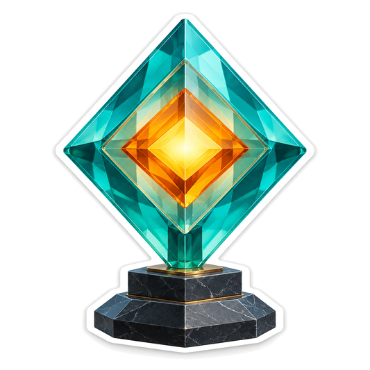 Teal Crystal Diamond with Glowing Amber Core Vinyl Decal Stickers