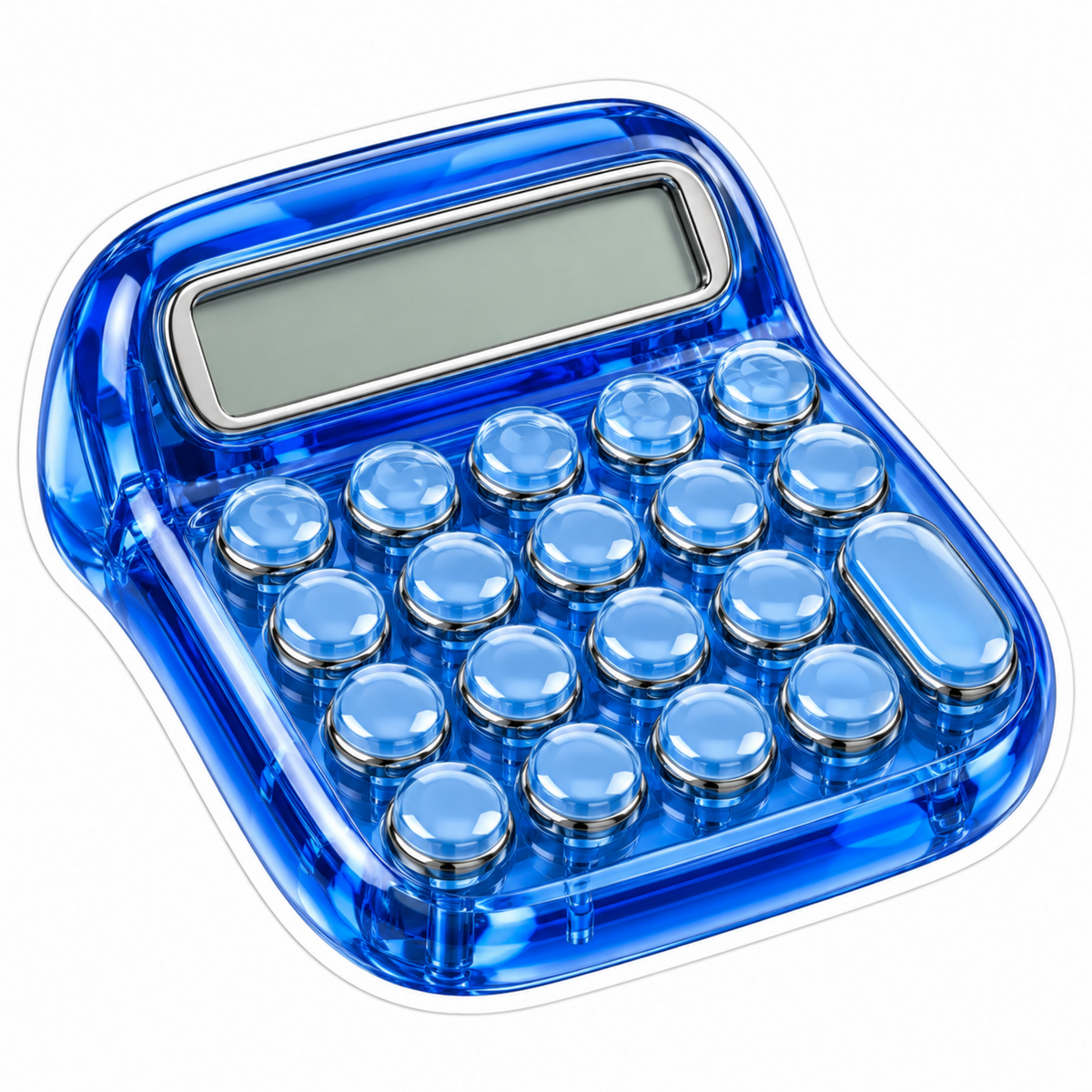 Clear Cobalt Blue Round Button Calculator Art Vinyl Decal Stickers