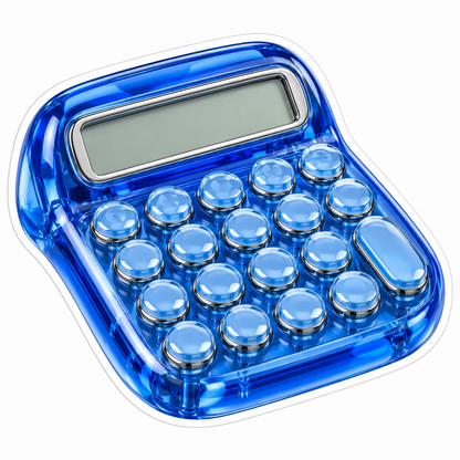 Clear Cobalt Blue Round Button Calculator Art Vinyl Decal Stickers
