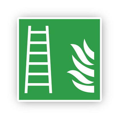 Green Square White Ladder and Flame Curves Vinyl Decal Stickers