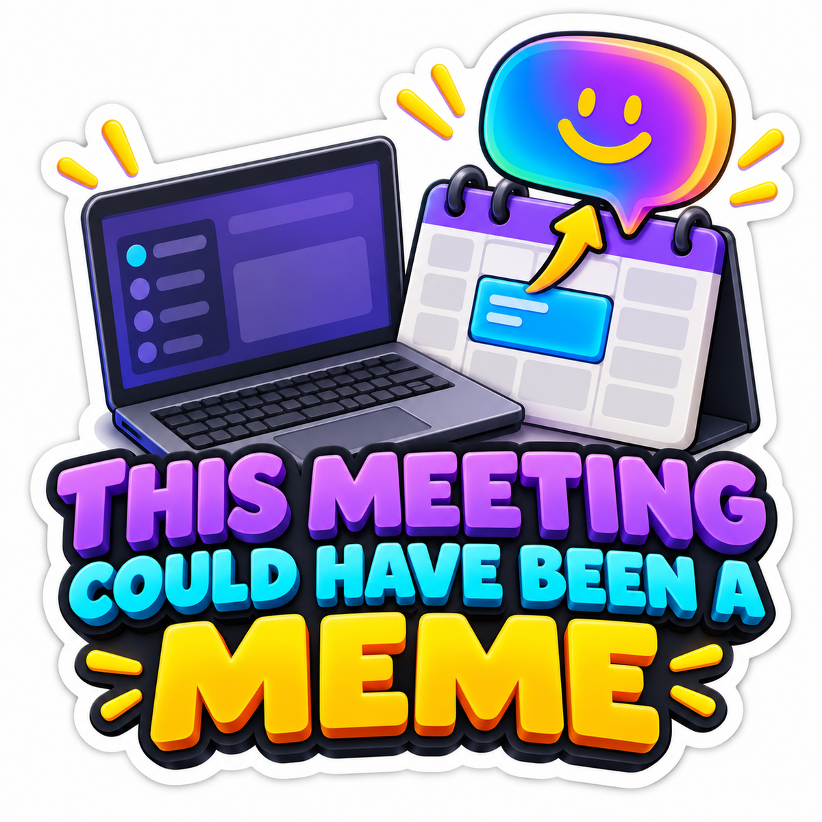 Laptop Calendar Meeting Meme Quote Vinyl Decal Stickers