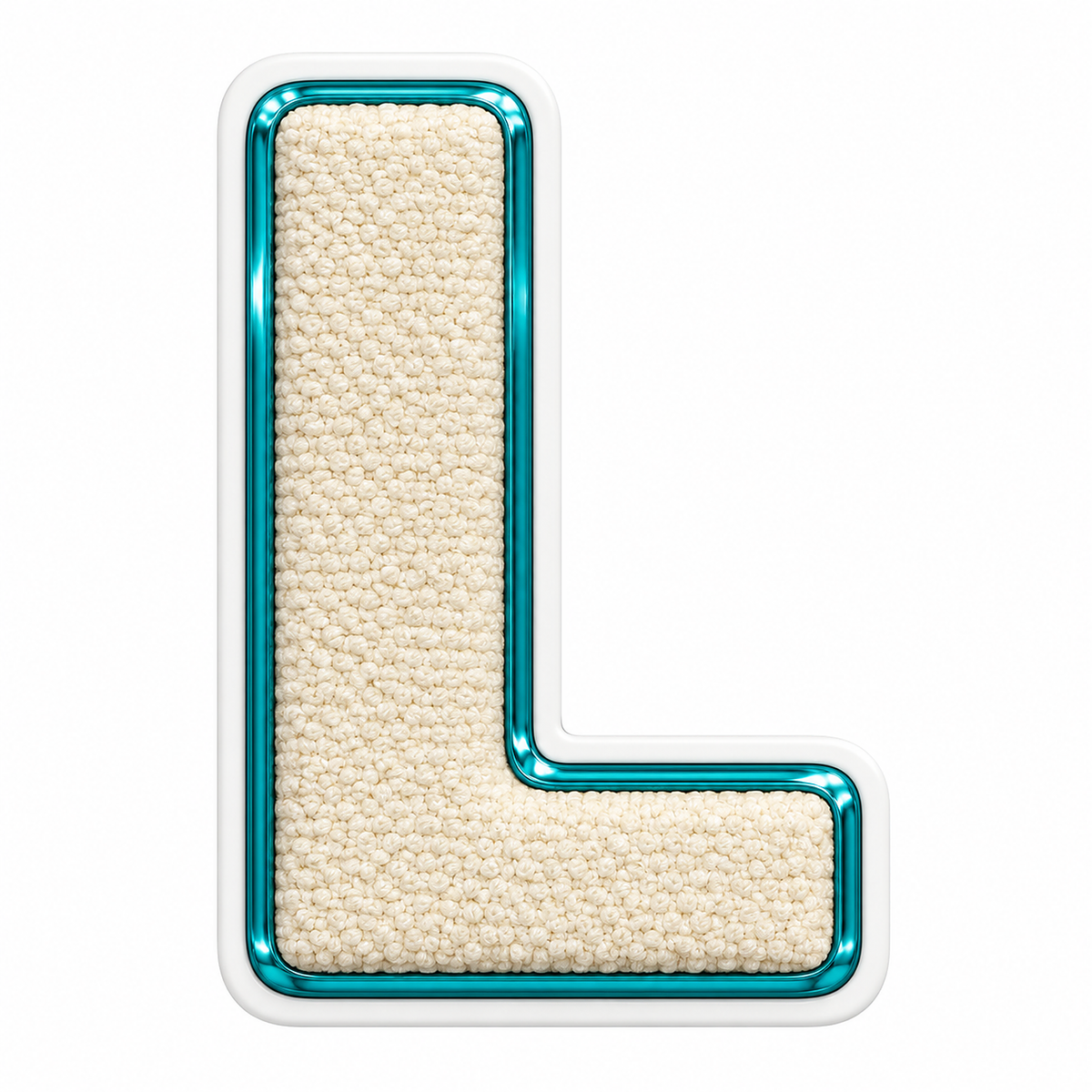 Cream Textured Letter L With Teal Border Art Vinyl Decal Stickers