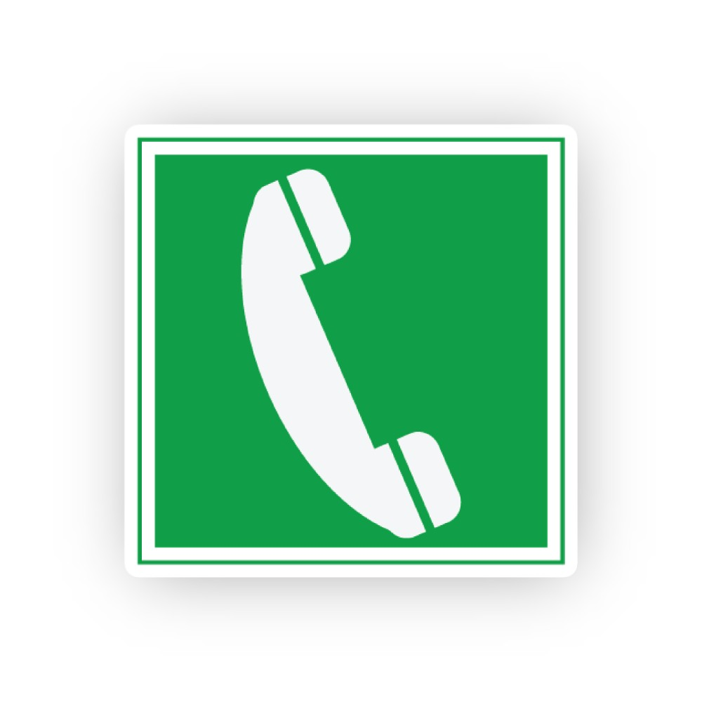 Green White Phone Receiver Square Vinyl Decal Stickers
