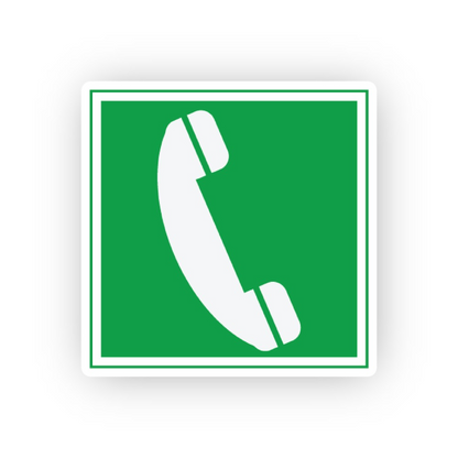 Green White Phone Receiver Square Vinyl Decal Stickers