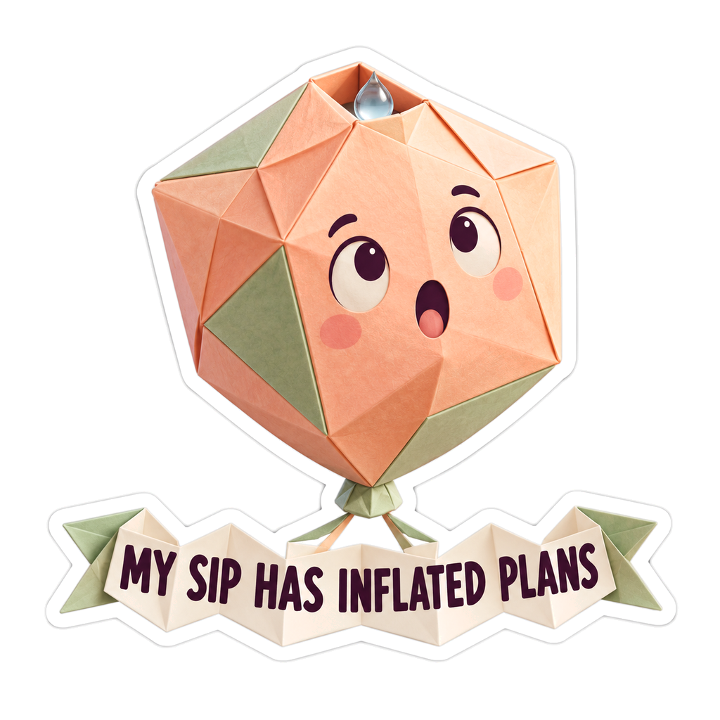 Peach Paper Balloon With Inflated Plans Art Vinyl Decal Stickers