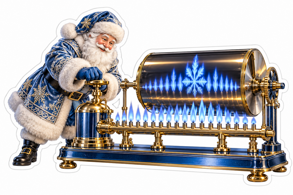 Santa Beside Blue Flames and a Snowflake Drum Vinyl Decal Stickers