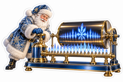 Santa Beside Blue Flames and a Snowflake Drum Vinyl Decal Stickers