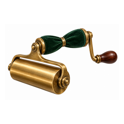 Brass Roller Green Handle Wooden Crank Art Vinyl Decal Stickers