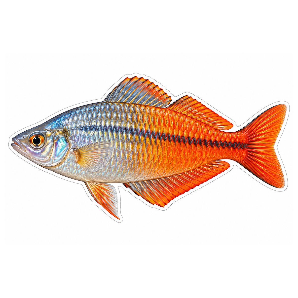 Silver Orange Rainbowfish with Dark Stripe Vinyl Decal Stickers