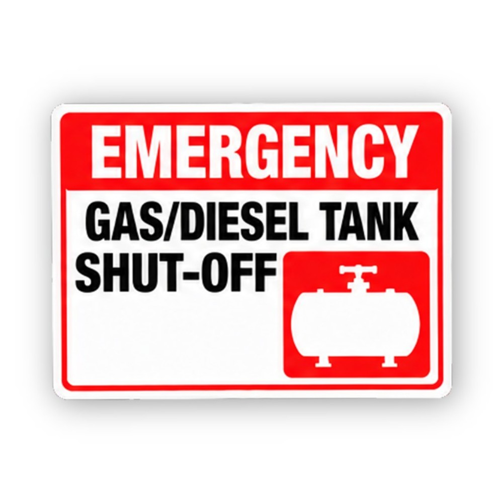 Red Gas Diesel Shut Off Tank Panel Vinyl Decal Stickers