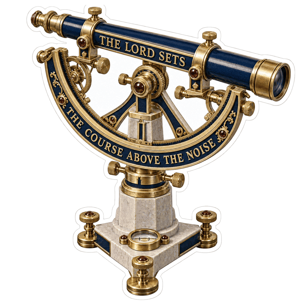 Faith Blue Telescope on Brass Arch Stand Art Vinyl Decal Stickers