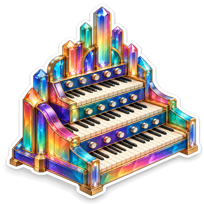 Rainbow Crystal Three Tier Music Keyboard Vinyl Decal Stickers