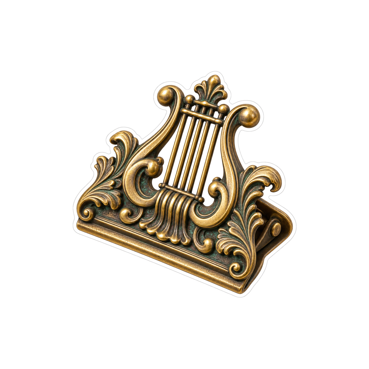 Ornate Brass Lyre Page Clip Art Vinyl Decal Stickers