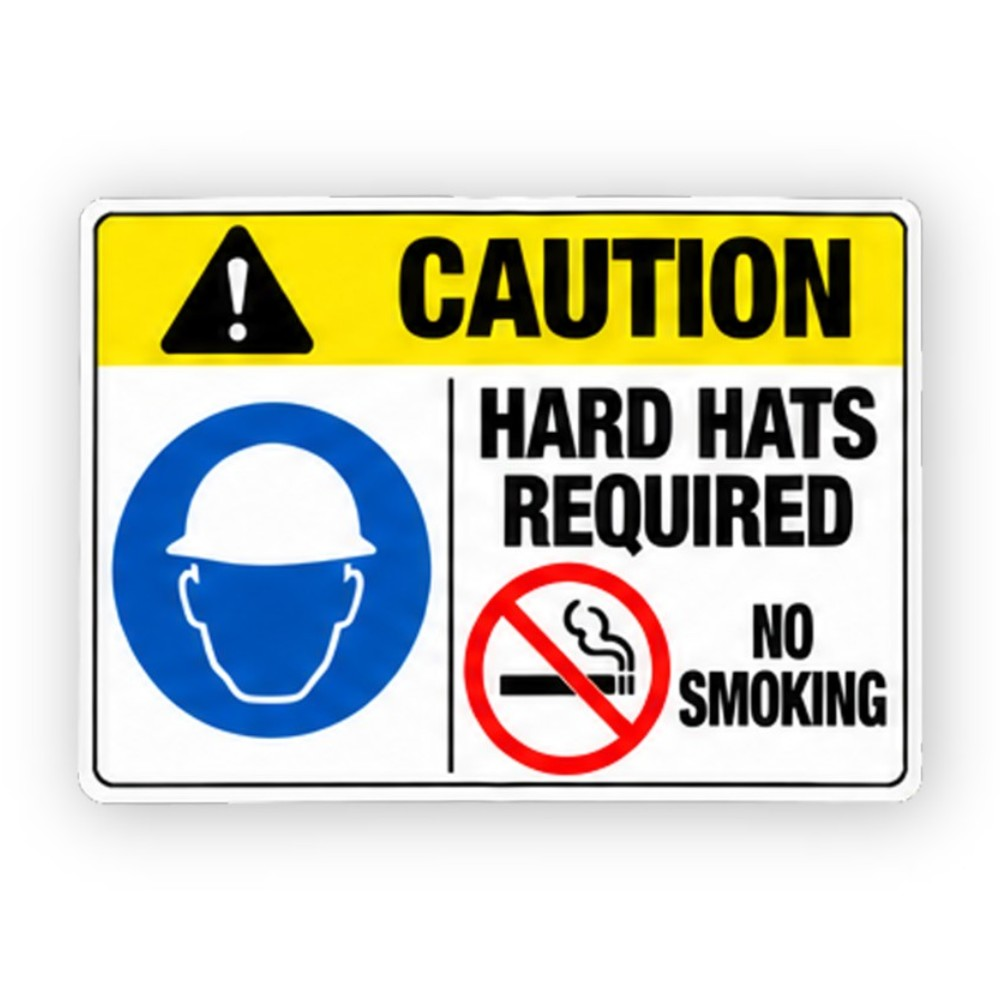 Yellow Hard Hat Crossed Smoking Pair Panel Vinyl Decal Stickers