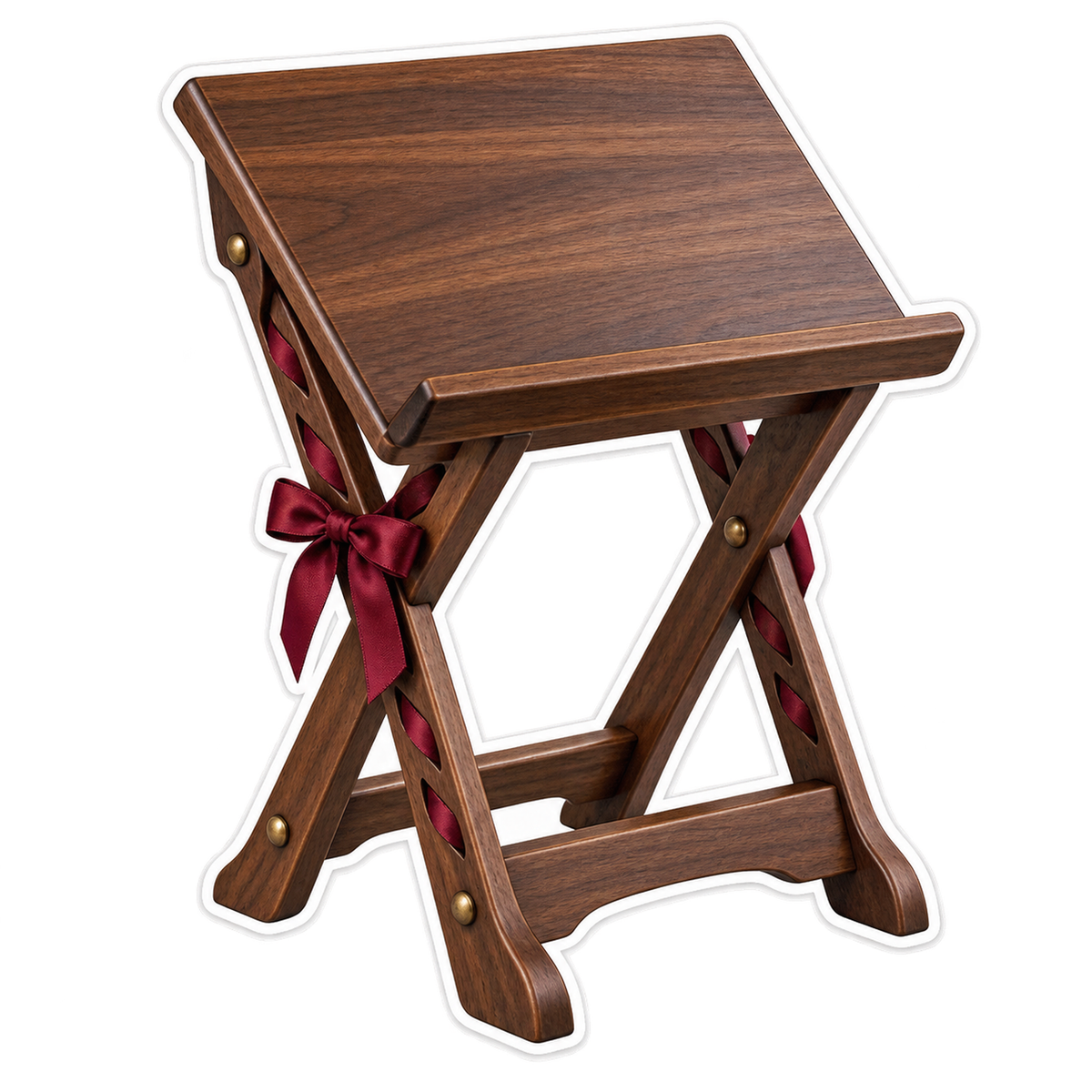 Wooden Lectern with Burgundy Bows Art Vinyl Decal Stickers