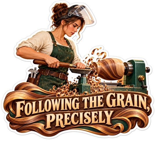 Woodturner Shaping a Bowl on a Green Lathe Vinyl Decal Stickers