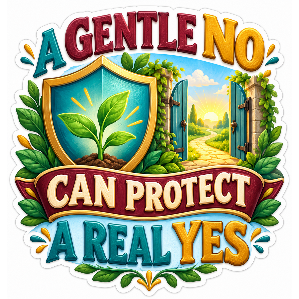 A Gentle No Can Protect a Real Yes Art Vinyl Decal Stickers